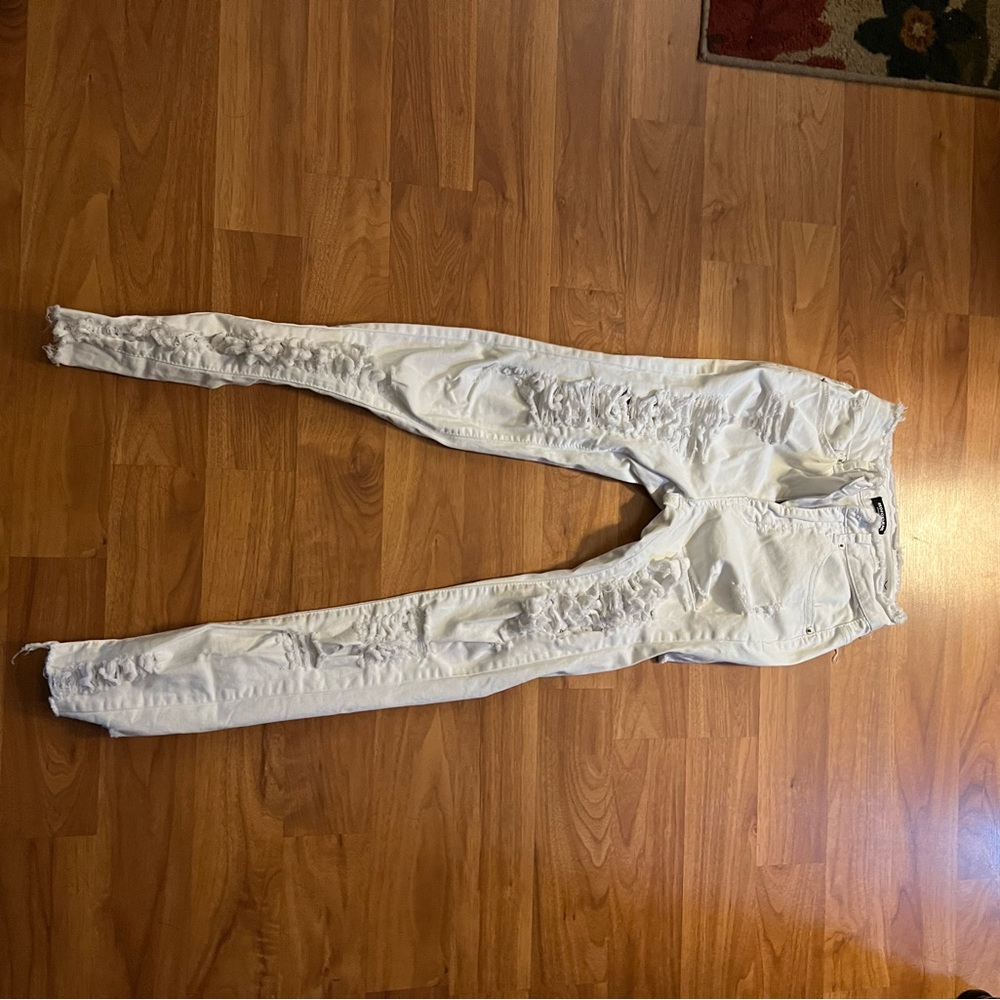 All White ripped Jeans